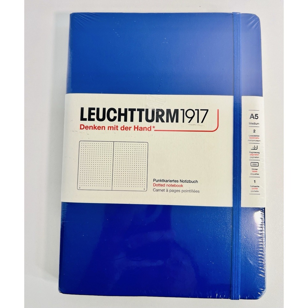 Leuchtturm 1917 Hardcover Dot Grid Notebook - Blue - A5 Medium - NEW SEALED
